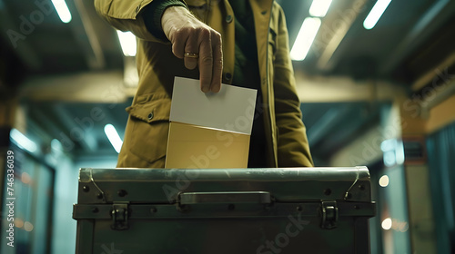 Man Casting Vote in Stylish Old Manor photo