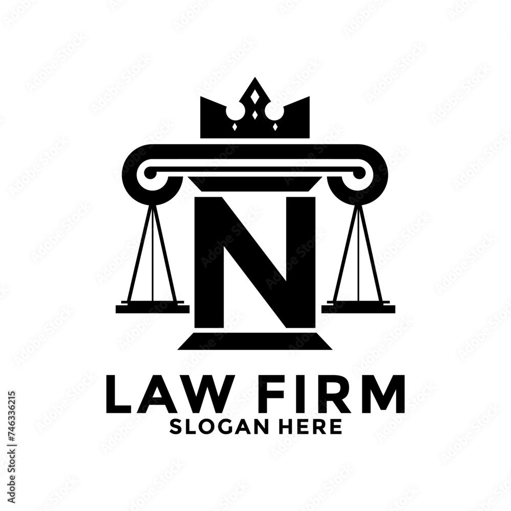 law firm with letter N logo vector, Justice logo design template law firm with letter N logo vector, Justice logo design template