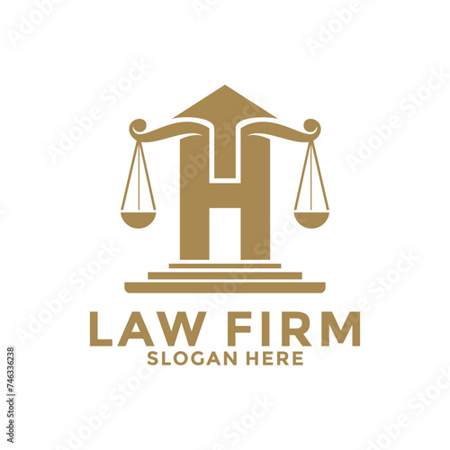 law firm with letter H logo vector, Justice logo design template