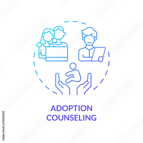 Adoption counseling blue gradient concept icon. Adoption agency. Legal advice. Family planning. Online consulting. Round shape line illustration. Abstract idea. Graphic design. Easy to use