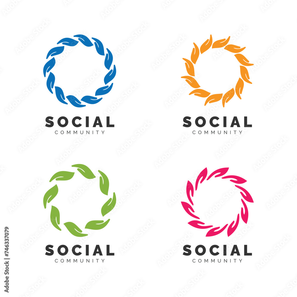Hand, community, creative hub, social connection logo design