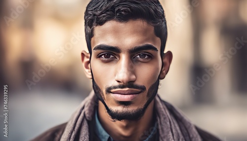 portrait of a pretty young muslim man, portrait of a man, pretty muslim man photo