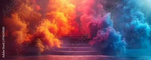 Toxic Inhalation Effect captured within a promotional rainbow podium setting, warning against the allure of nicotine
