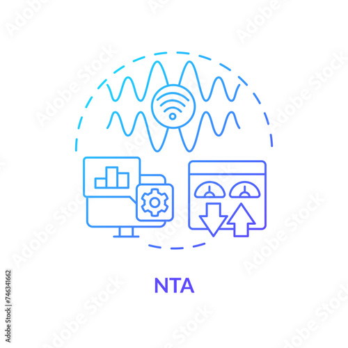 Network traffic analysis blue gradient concept icon. Web protocol, data collecting. Intrusion vulnerability detection. Round shape line illustration. Abstract idea. Graphic design. Easy to use
