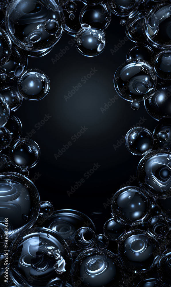 Abstract futuristic background with bubbles forming a frame.