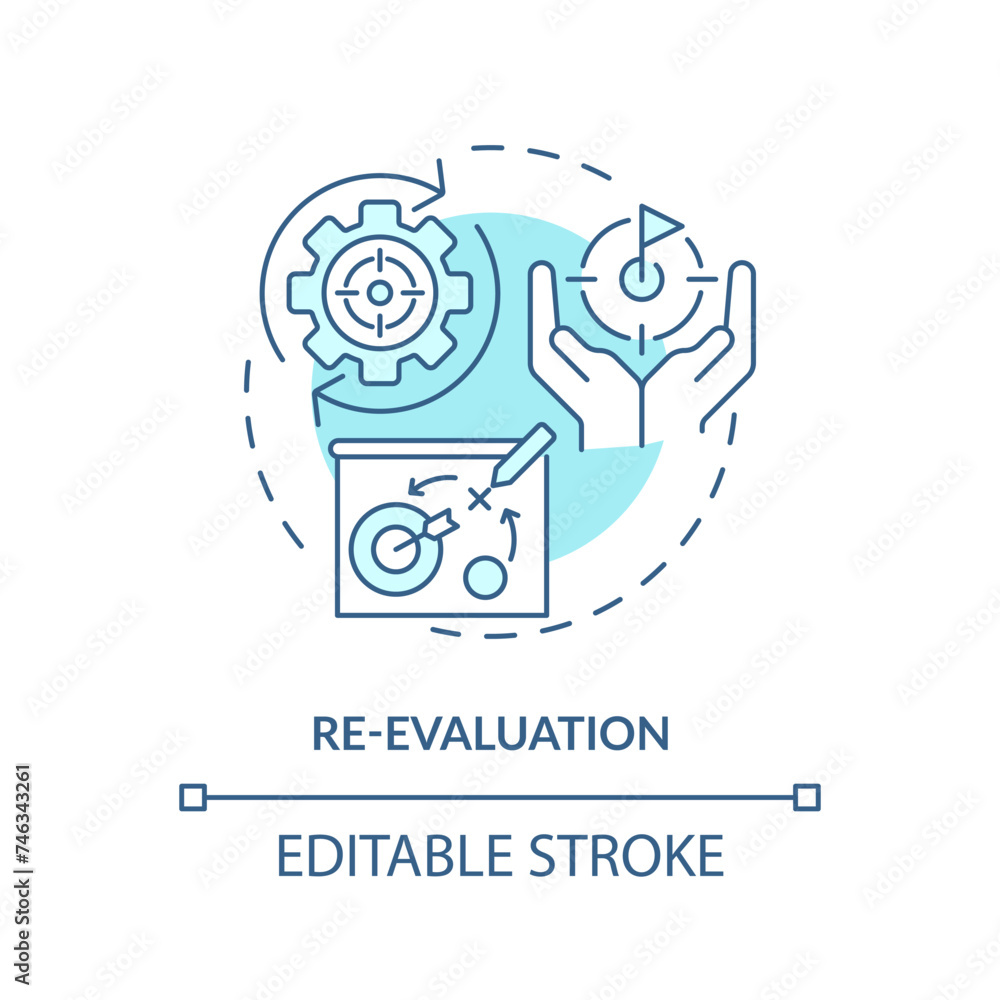Performance evaluation soft blue concept icon. Resource control. Round shape line illustration. Abstract idea. Graphic design. Easy to use in infographic, promotional material, article, blog post Performance evaluation soft blue concept icon. Resource control. Round shape line illustration. Abstract idea. Graphic design. Easy to use in infographic, promotional material, article, blog post