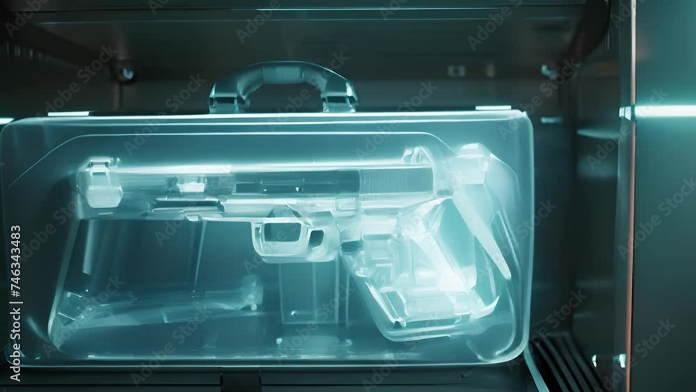 A suitcase with a gun inside is seen on the X-ray screen of the airport security service A suitcase with a gun inside is seen on the X-ray screen of the airport security service