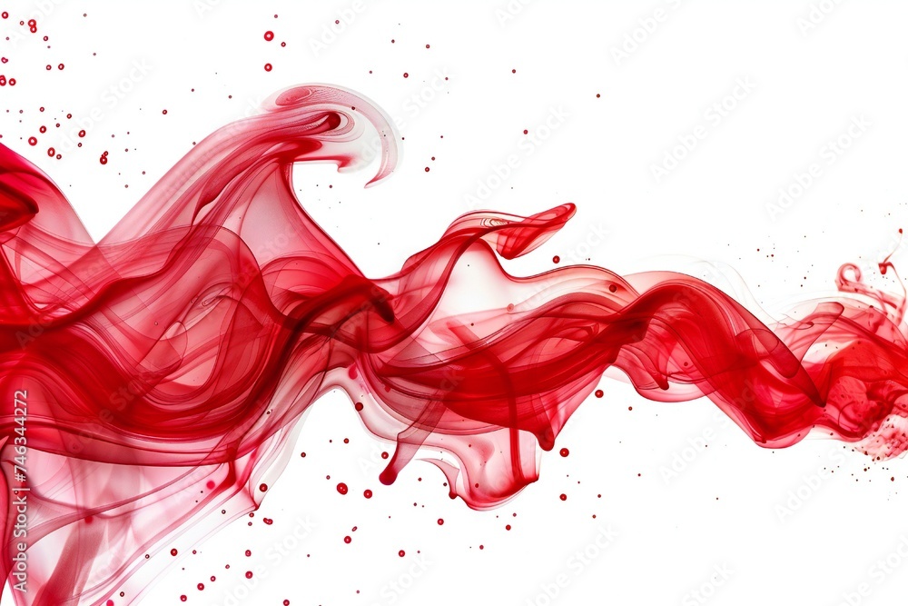 Red swirls banner isolated on white background Generative Ai 