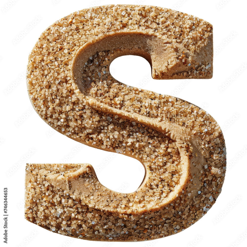 Sand Text Letter S Isolated on Transparent or White Background, PNG Sand Text Letter S Isolated on Transparent or White Background, PNG