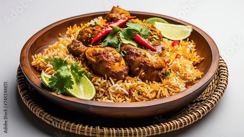 Isolated Chicken Biryani: Traditional Indian