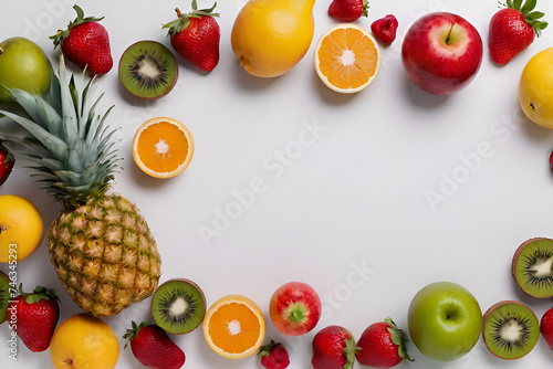 Fruits with copy-space colorful background concept  blank space. Place to adding text blank copy space.