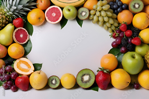 Fruits with copy-space circle background concept, blank space. Place to adding text blank copy space.