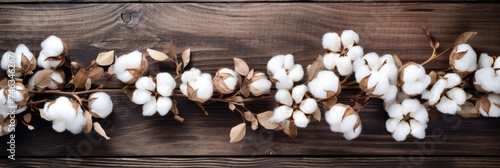 Cotton flowers on wooden background