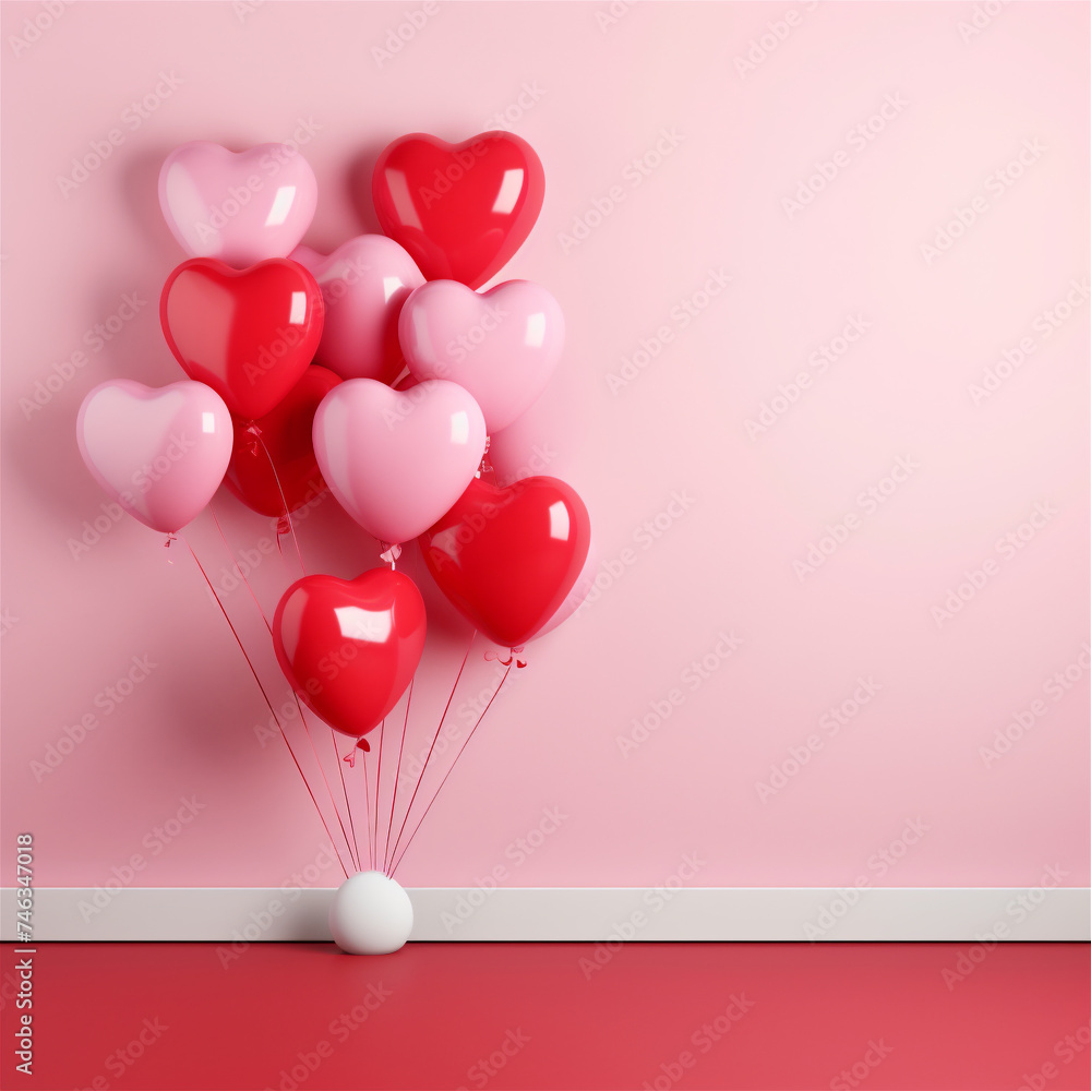 Valentines Day Heart Baloons With Whitespace, Generative AI