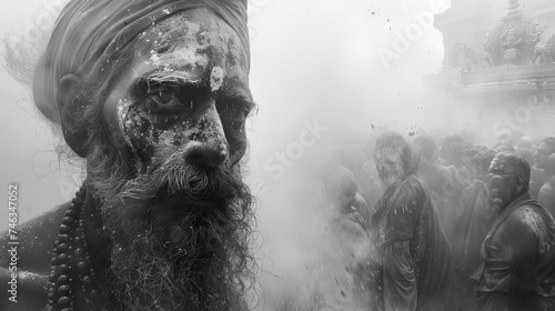Aghori Covered in Ashes: A Black and White Photoshoot
