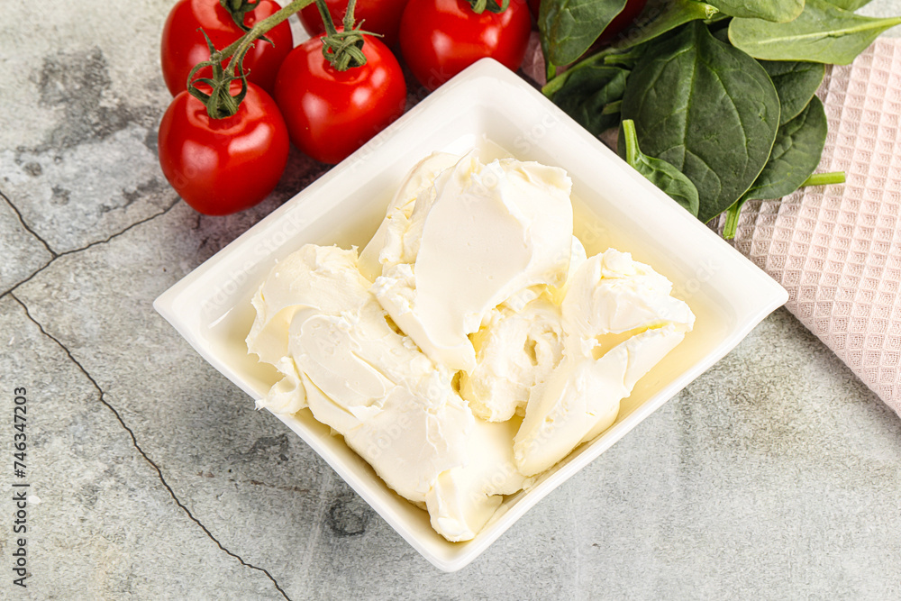 Soft cream cheese in the bowl Soft cream cheese in the bowl