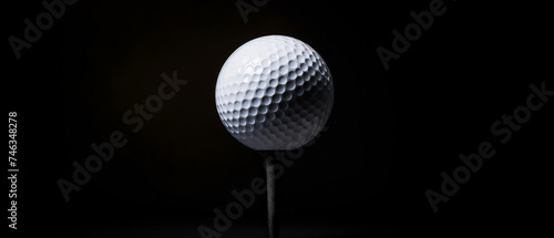 Sport and recreational day,a Golf ball on tee against dark background