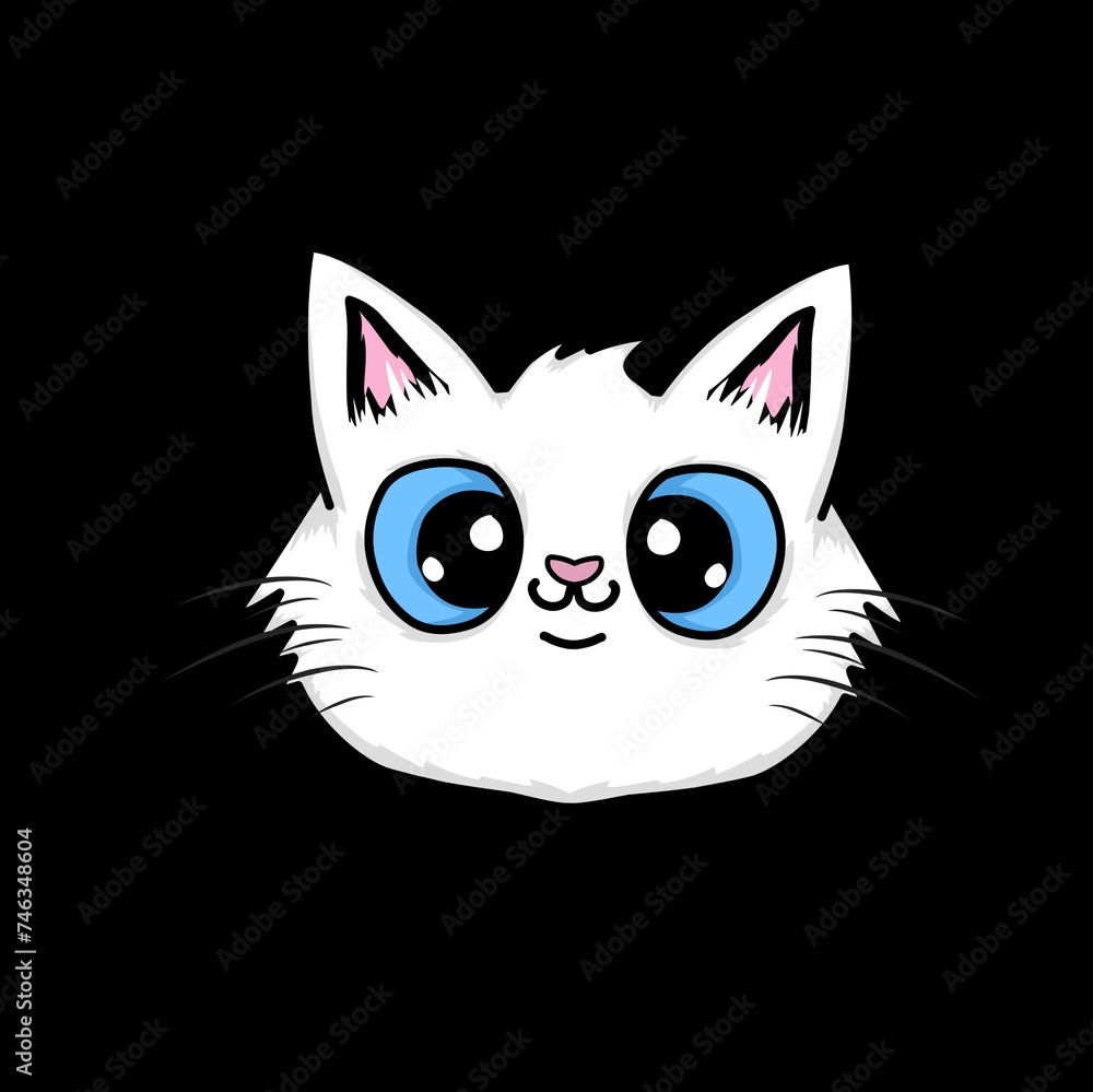 Fototapeta premium vector image of a cute white cat's head