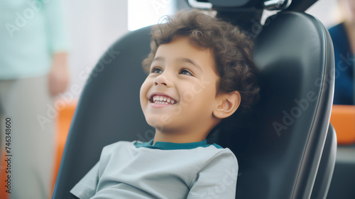 child boy waiting for dentist for mouth checkup, world Oral day,  world dentist day photo