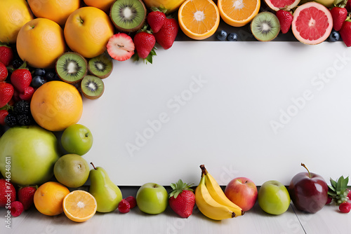 Fruits in left side with copy-space background concept, blank space. white background.