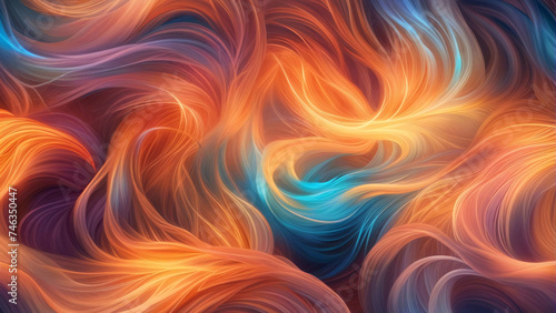Abstract background with colorful wavy hair. 