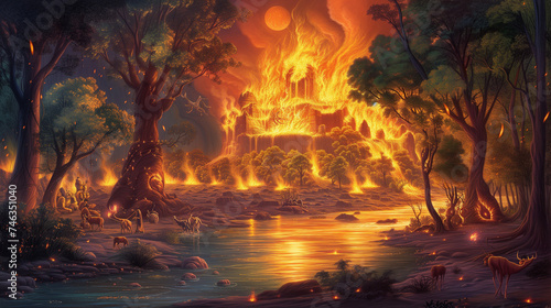 Wrath of the Flames: Portraying the Burning of the Khandava Forest in Mahabharata