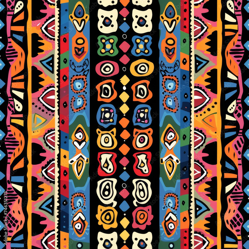 Ethnic ikat seamless pattern geometric abstract designs with traditional motifs. Ethnic ikat seamless pattern geometric abstract designs with traditional motifs.