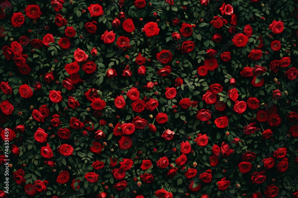 Red Roses Top View Seamless Pattern, Lush Roses Endless Tile High-Quality Photo, Copy Space Red Roses Top View Seamless Pattern, Lush Roses Endless Tile High-Quality Photo, Copy Space