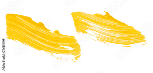 Shiny yellow brush watercolor painting isolated on transparent background. watercolor png