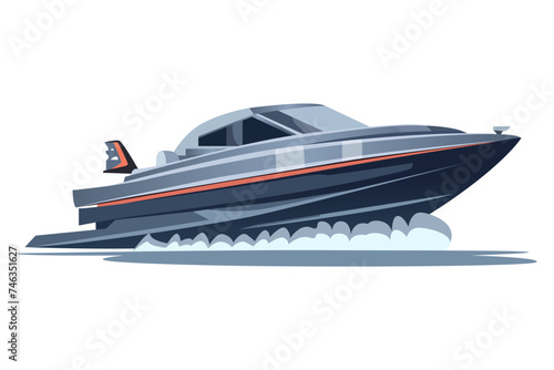 Fishing boats side view icon. Commercial fishing trawlers for industrial seafood production vector illustration in flat style. Vintage marine ships, sea or ocean transportation