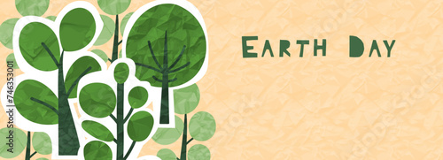 Artistic collage painting of a garden landscape and trees. Earthy organic shape, nature-inspired playful forms, contemporary paper ecology collage. Layered textures vector illustration. Earth day card