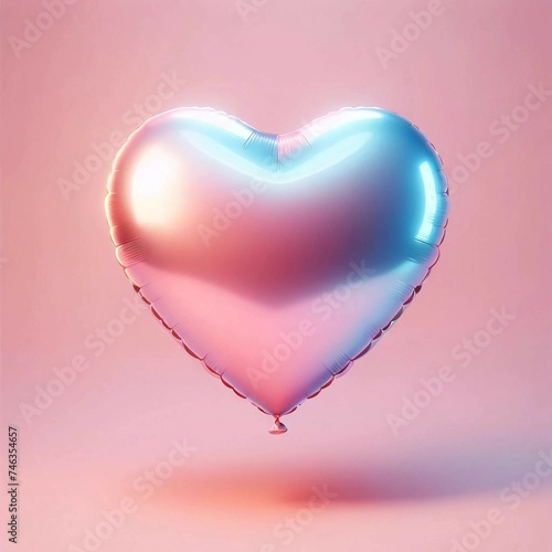 Glossy Heart-Shaped Balloon on Soft Pink Background