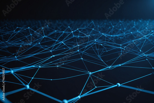 Cyber big data flow. Blockchain blue data fields. Network line connect stream