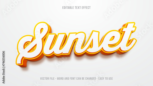 Summer sunset editable text effect premium vector