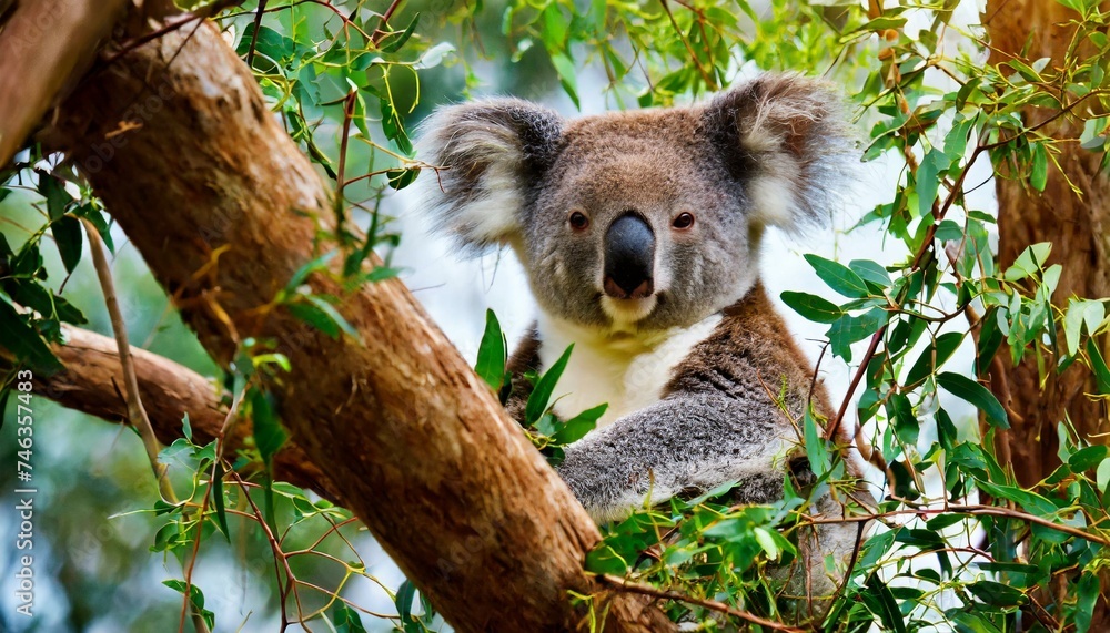 Fototapeta premium A cute koala siiting on a tree, Australian animal