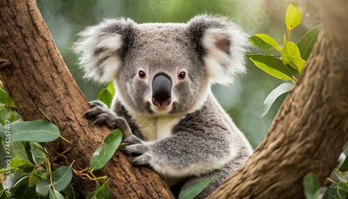 A cute koala siiting on a tree, Australian animal © dmnkandsk