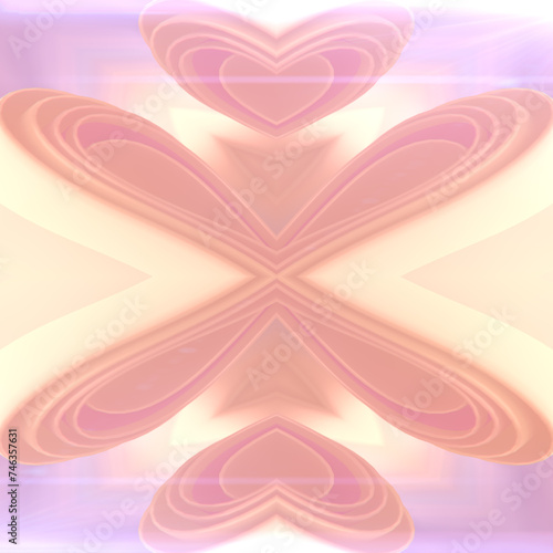 Psychedelic symmetrical pattern with trendy colored wave gradient. 3d rendering digital illustration