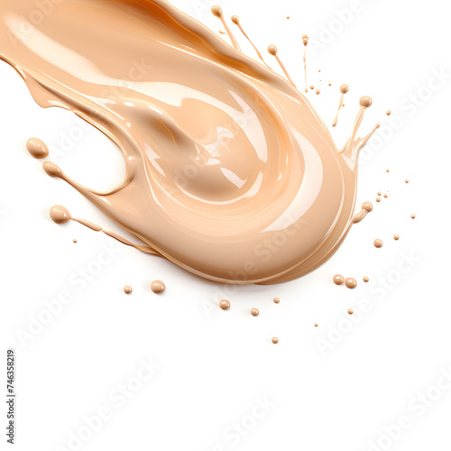 Liquid makeup foundation cream splash isolated on white background. Cream texture