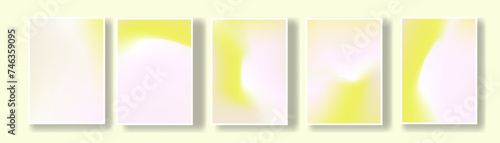 Set of Pastel blue and Yellow Abstract A4 Poster Template Backgrounds with white border frame. Soft and dreamy vertical backdrop layouts. Vector Illustration. 