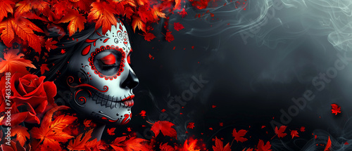 Festive banner for websites, postcards in honor of the day of death. national holiday in mexico photo