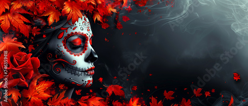 Festive banner for websites, postcards in honor of the day of death. national holiday in mexico