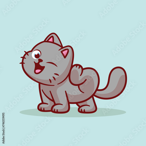 Cat Blinking Illustration