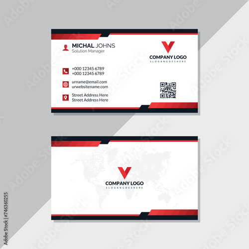 Red and black corporate business visiting card template