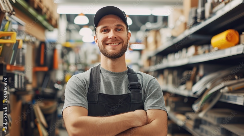 Man standing in the hardware store Man standing in the hardware store
