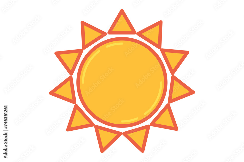 Sun Retro Flat Sticker Design