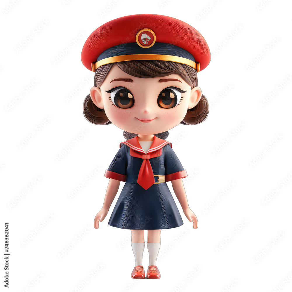 3D character a woman air hostess Transparent Background 3D character a woman air hostess Transparent Background
