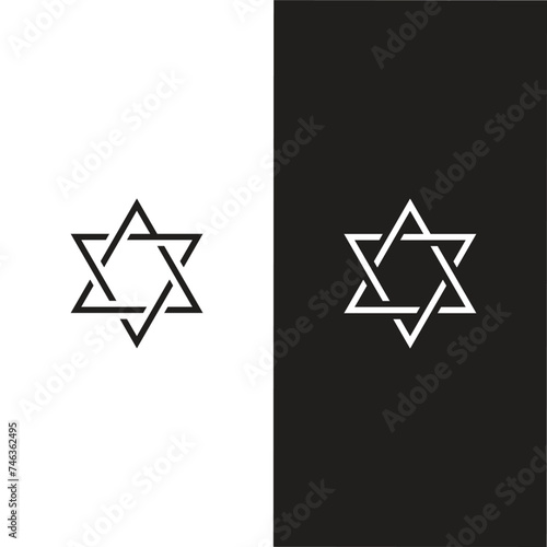 Star of David - a symbol of Judaism flat icon for 
Judaism symbol. The central symbol on the Israeli flag. Magen David. Six-pointed geometric star
