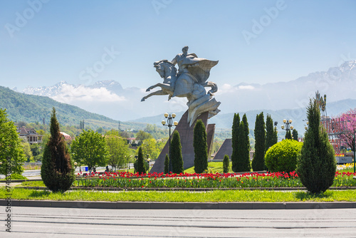 Statue to the great commander Issa Pliev sitting on a horse in Vladikavkaz photo