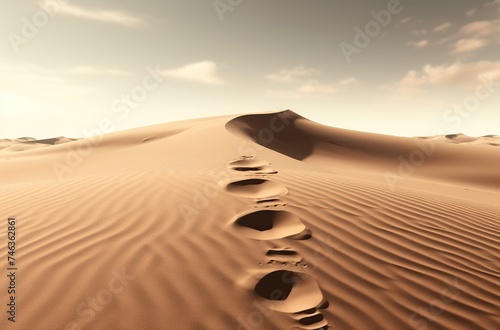 Footprints in the sand dunes.