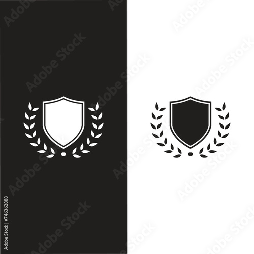 Heraldry vintage badge icon set. Blazon different crown shield, ribbon, wing and laurel wreath for coat of arms. Various decorative royal knight shields or emblems vector